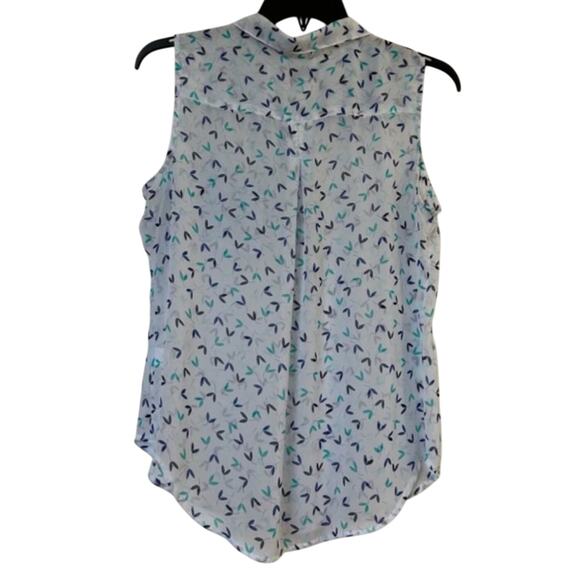 Liz Claiborne Top Women's Sheer Sleeveless Button Up Cool Blue/Green Size L - Picture 2 of 7